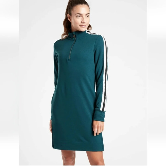 Athleta Crosstown Track Half Zip Long Sleeves Above Knee Athletic Dress XXS 00 - Picture 1 of 14